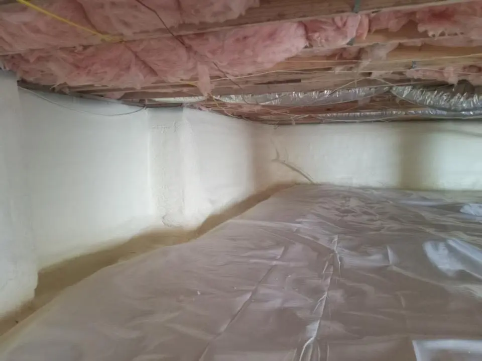 Crawl space encapsulation with closed-cell spray foam for Flat Roof Repair in Manteca